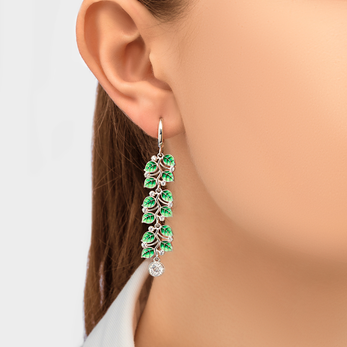 Длинные серьги-подвески из серебра «Мелисса», зеленые 4g4a2736 - Длинные серьги-подвески из серебра «Мелисса», зеленые